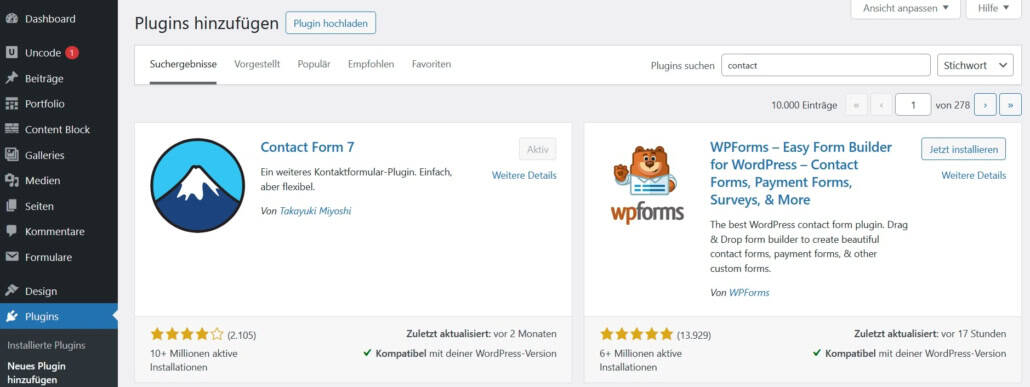 So installierst du dein WordPress Kontaktformular Plugin