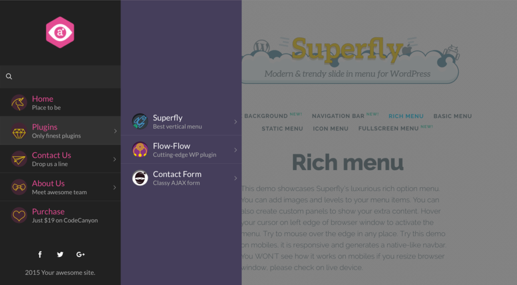 superfly menü plugin beispiel 1