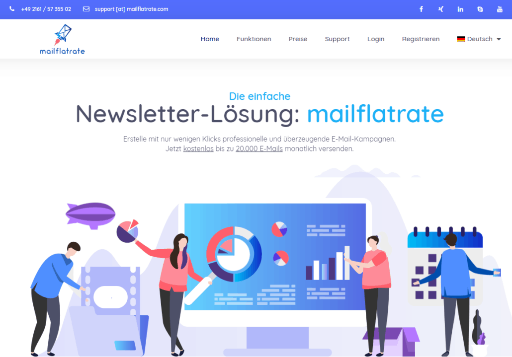 newsletter kostenlos mit mailflatrate