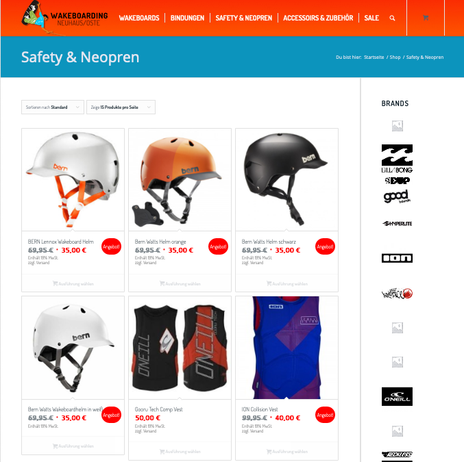 WooCommerce Beispiel Online Shop für Wakeboarding