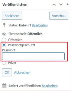 Einzelne Beiträge und Seiten in WordPress passwortgeschützt machen